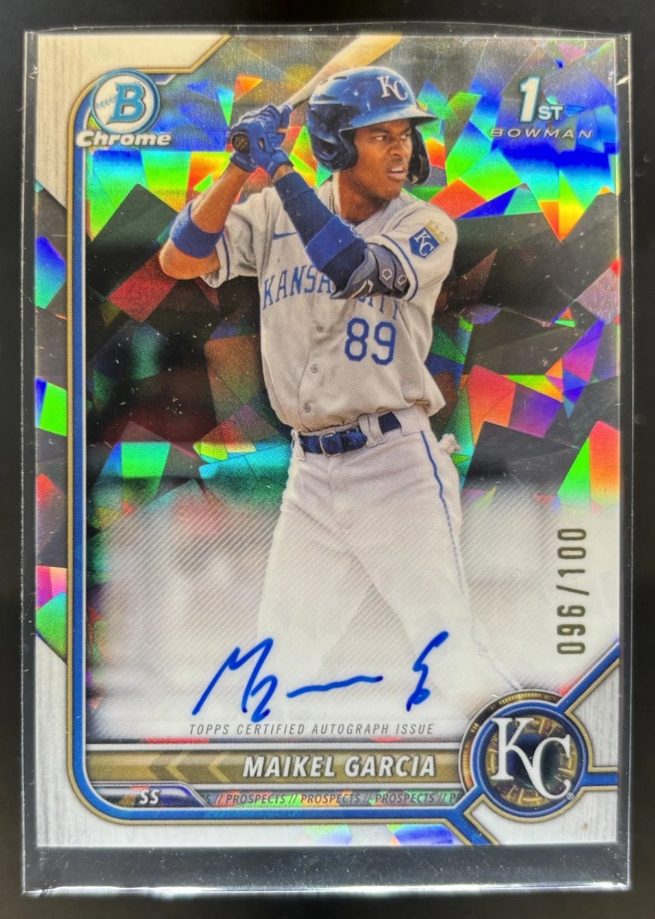 2022 Bowman Chrome Maikel Garcia Auto Atomic Refractor /100 #CPA-MG 1st Royals