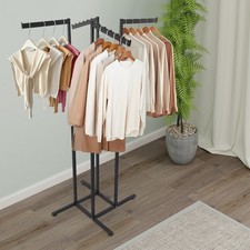 Clothing Rack 4 Way Slant Straight Arms Black Clothes Adjustable Garment Retail
