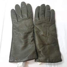 Vintage Aris Leather Gloves Cashmere Lined Womens Size 8 olive Green style 84712