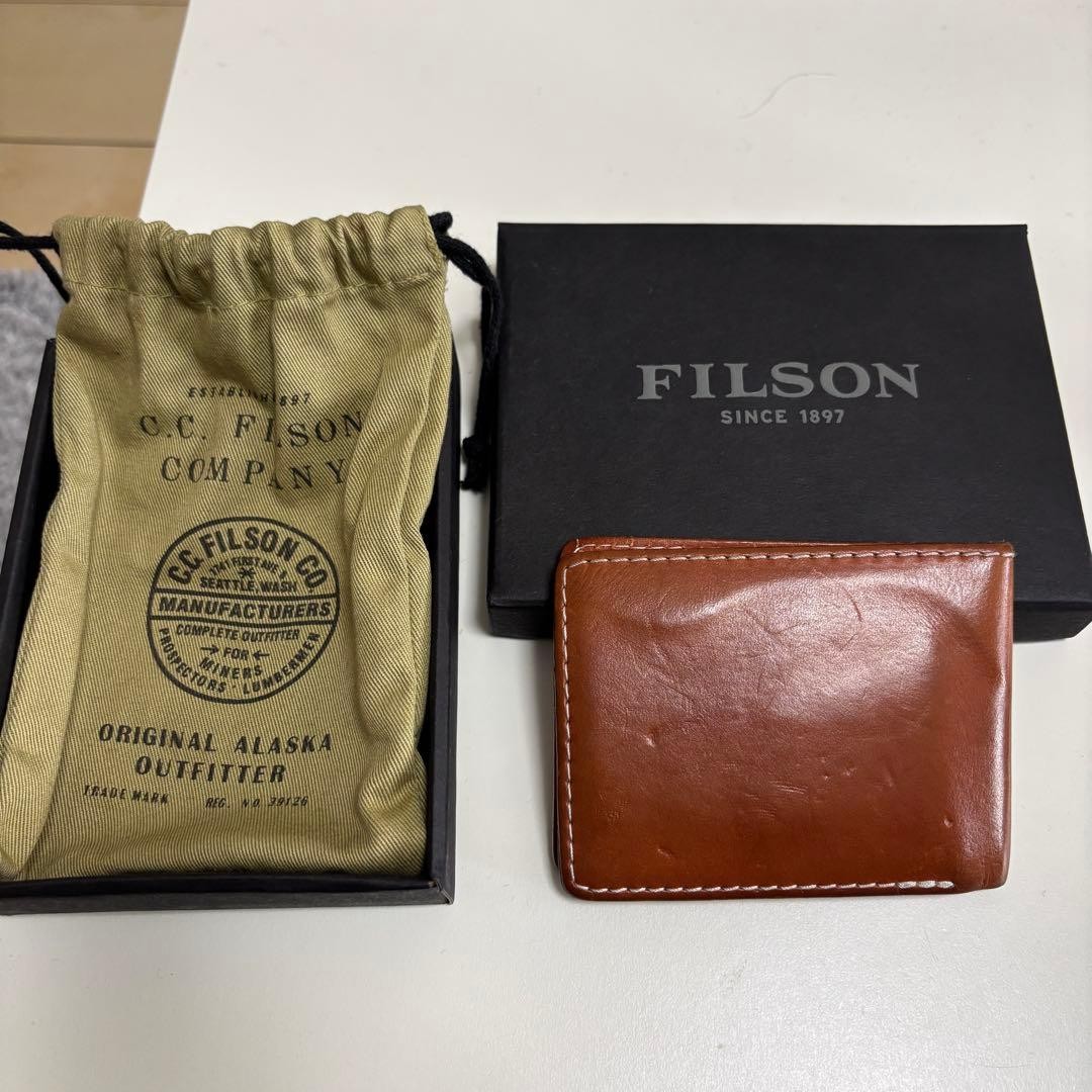 Filson Bridle Leather Bifold Wallet Brown Leather Card Case Genuine Vintage