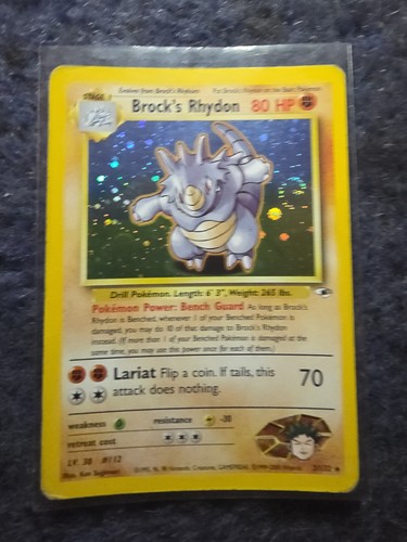 Pokémon TCG Gym Heroes Brocks Rhydon Holo Rare Card #2