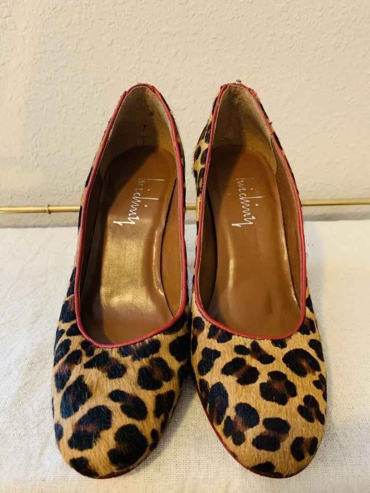 Luichiny Women's Leopard Animal Print Calf Fur Pump Heels 5 - Image 4 of 4
