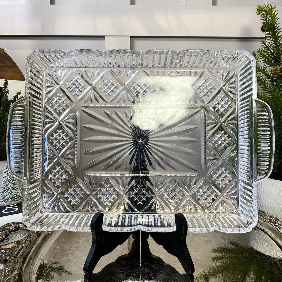 Bandeja rectangular de cristal Godinger Dublin - Plato para servir, 16" x 10,5" Foto 2 de 4