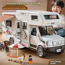 Gro&szlig;es Kinder-Wohnmobil Spielzeugauto Metall Drehbarer Reisebus Camping