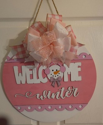 Handmade 19 in Easter Wreath 3D effect Pink and White