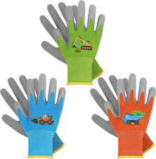 Kids Gardening Gloves 3 Pairs Toddlers Rubber Coated Work Gloves Children Garden