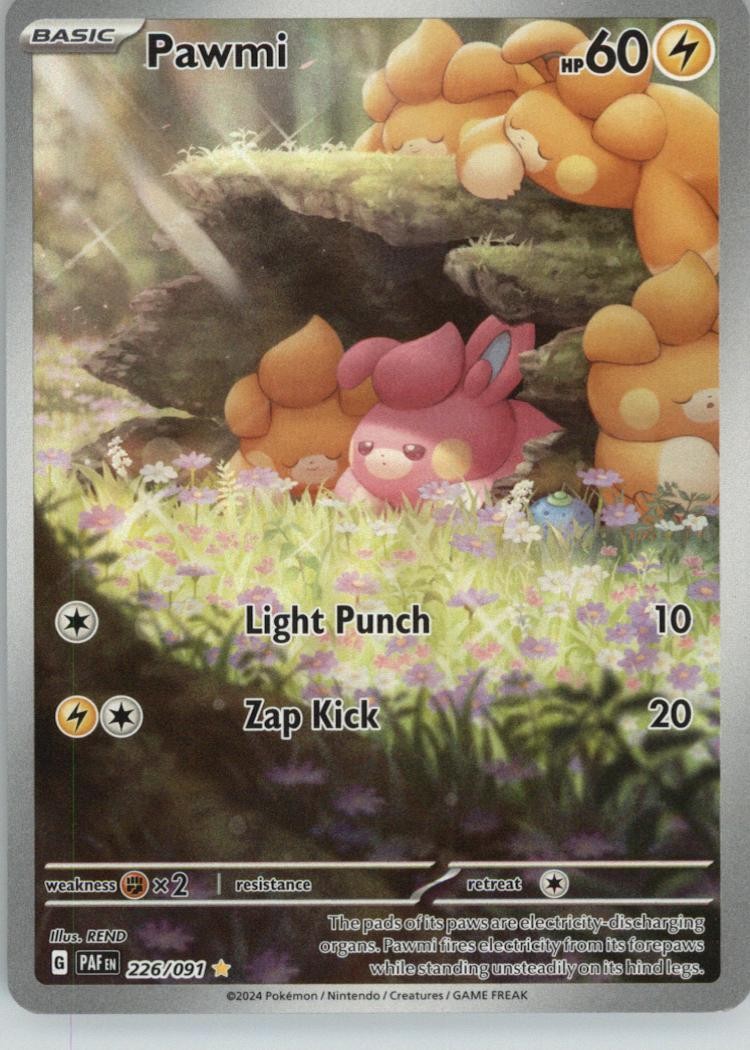 Pawmi 226/091 Illustration Rare Paldean Fates Pokemon Near Mint