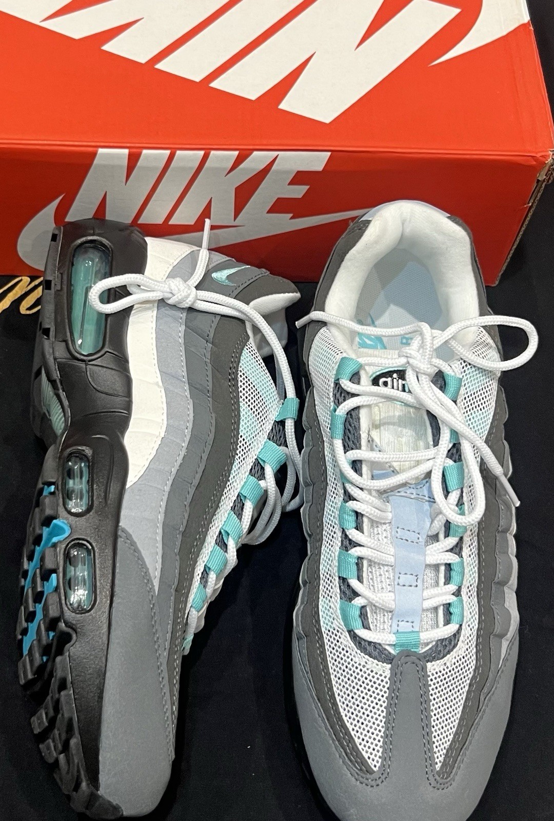Nike Air Trainers Men's Low Top Lace Up Sneakers Grey/White/Blue UK 7 New