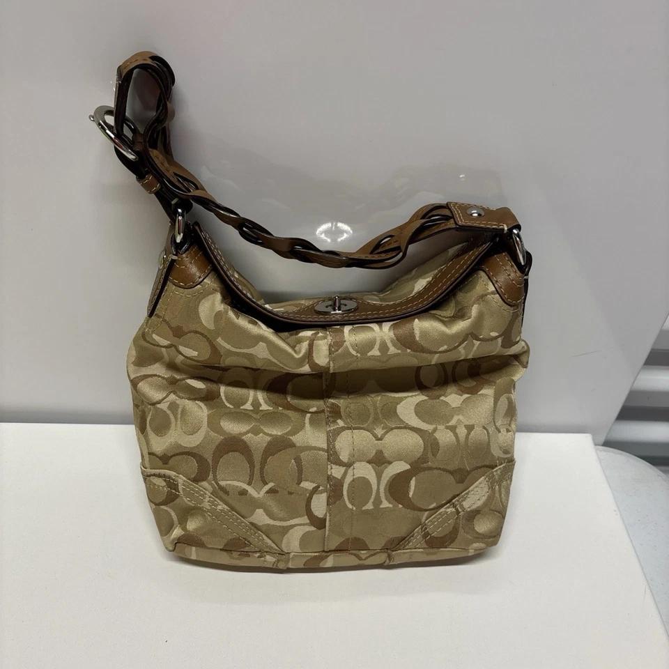 Bolso de hombro Coach Signature Optic Chelsea bolso colgante con billetera hobo 10990 marrón Foto 3 de 4
