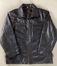 Vintage Leather Highwayman Jacket Bomber Jacket Black Size M