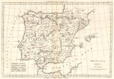 Hispania Vetus. Antike Iberien. Lusitania. Spanien & Portugal. BONNE 1789 Karte