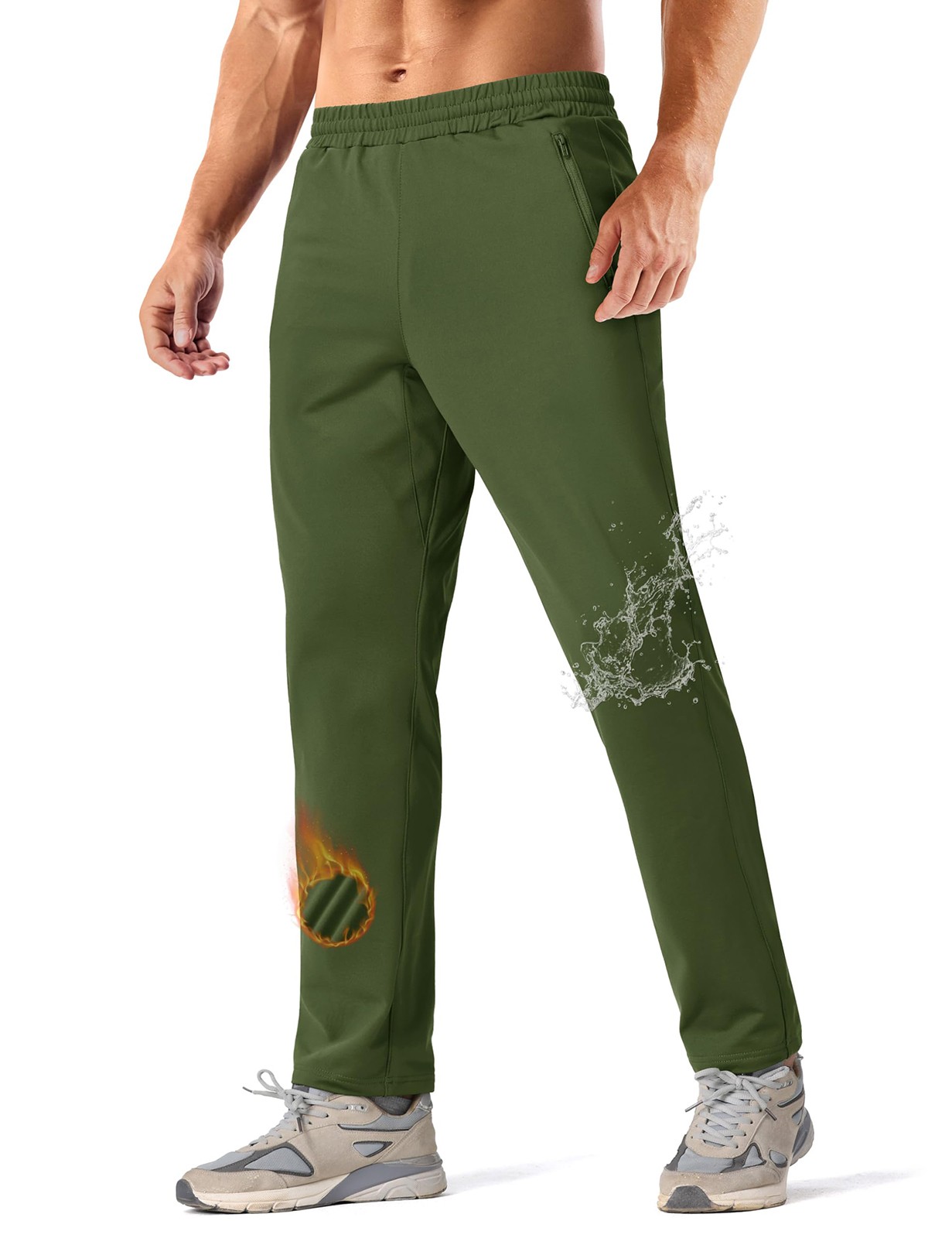 Mens Fleece Lined Winter Warm Pants Water Resistant Workout Athletic Sweatpants 3790₽