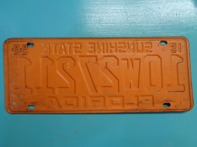 1955 Florida Passenger License Plate license plate. Very nice Original paint.