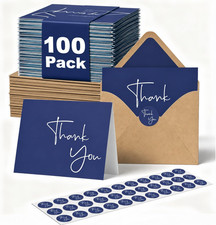 XXINMOH 100 Pack Thank You Cards with Envelopes Bulk Set Stickers - 4X6 Inch