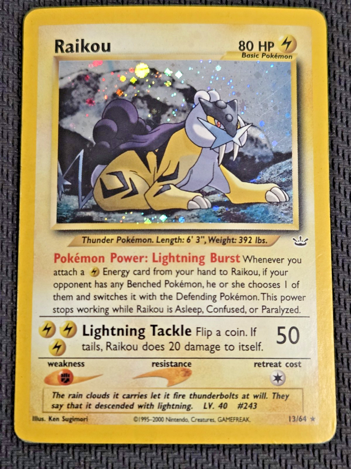 Raikou 13/64 Neo Revelation Holo Rare WOTC Pokemon Card MP