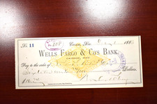 1883 Carson NV Wells Fargo Check Virginia & Truckee RR Endorsed Yerington