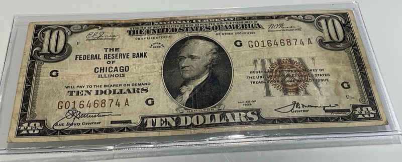 1929 (National Bank Note) Fed Reserve Bank of Chicago. Dist G - Very Good (VG)