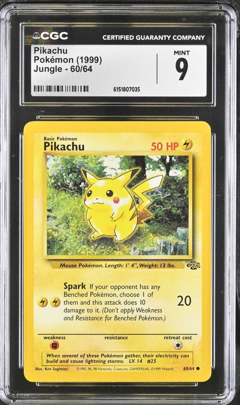 Pikachu 60/64 Jungle CGC 9 MINT Vintage Pokemon Card 1999 view 1