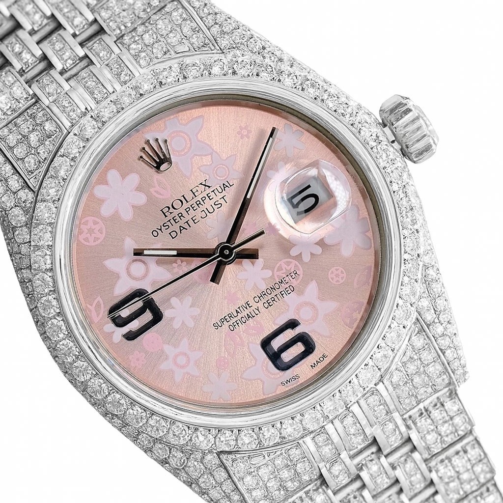 Iced Out Rolex Datejust Flower Setting Diamond Watch Rolex 116300