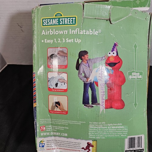 Gemmy Sesame Street 4' Elmo Airblown Inflatable Happy Birthday No Adapter - Picture 4 of 15