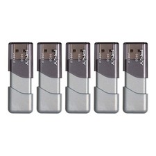 PNY 64GB Turbo Attach  3 USB 3.0 Flash Drive, Silver Pack of 5 