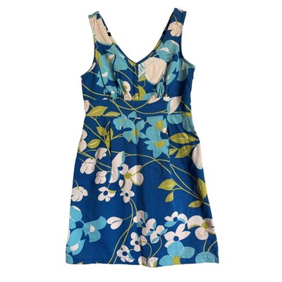 Tropical Resort Vacation Tori Richard Honolulu Floral Cotton Pique Dress Size 8