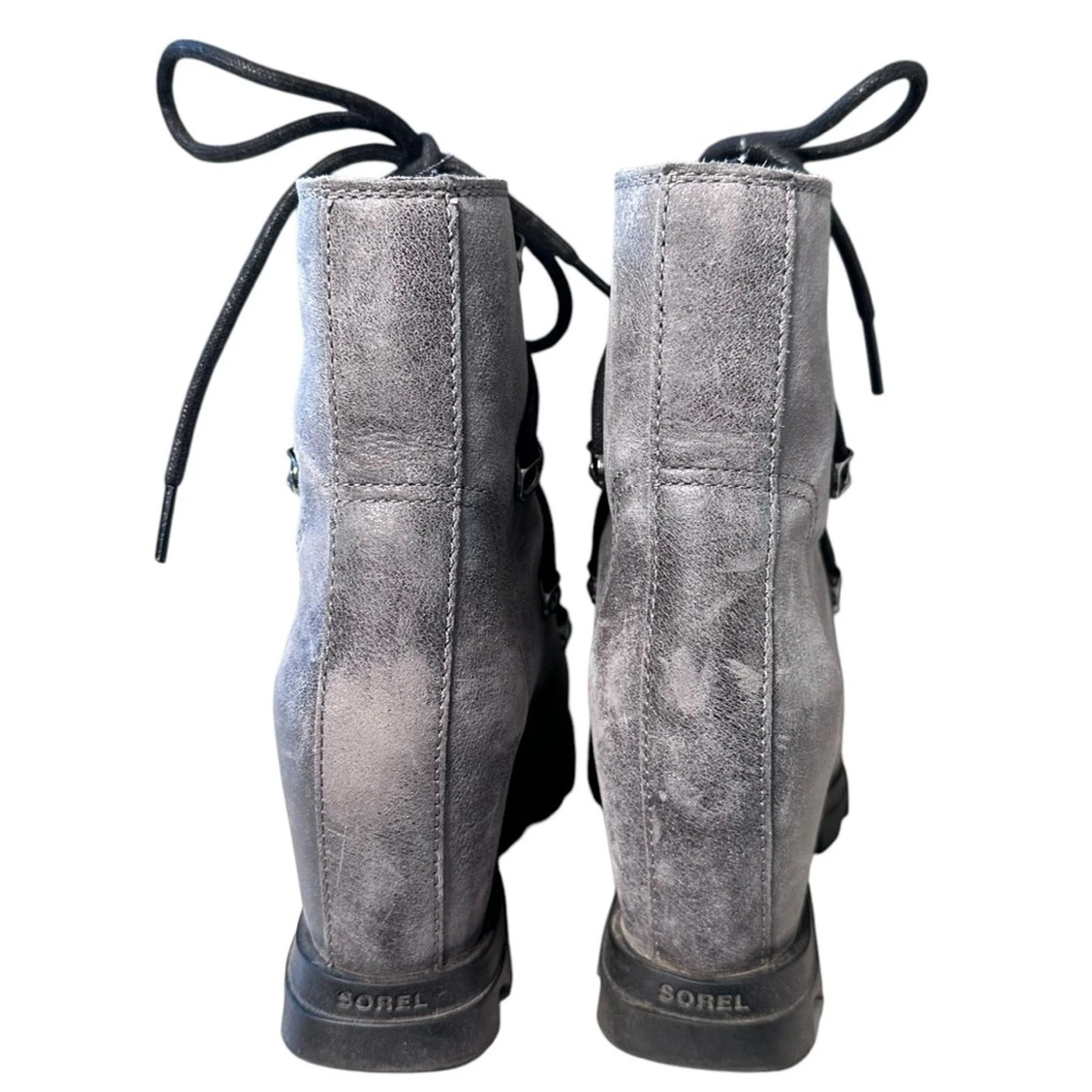 sorel joan arctic wedge lll lace cozy distress boots