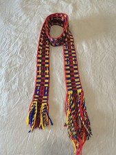 Antique 53" Handmade Woven Wool Belt Crossbody Strap Vyshyvanka Ukraine Vtg