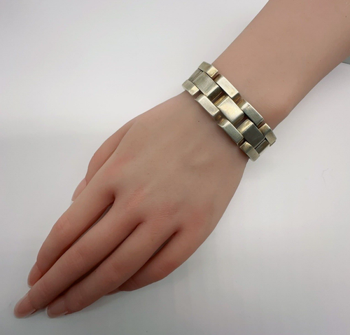 Brazalete de eslabones de pantera de plata esterlina Munksgaard Dinamarca 40,3 g #bao de colección - Imagen 2 de 13