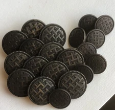 20 Copper toned Metallic Shank Buttons Geometric Woven Pattern 12 3/4”,  8 5/8”