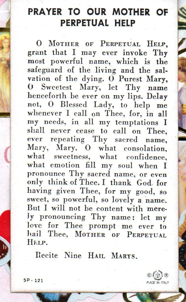 Our Lady of Perpetual Help with Prayer - Paperstock Holy Card | eBay