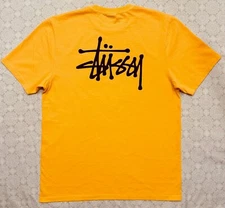 Unisex Stussy Logo Basic Pigment Dyed Yellow T-shirt