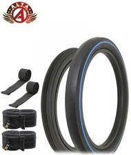 SCHWINN STYLE BICYCLE 16X1-3/4 S7 & 20X2.125 S2 WIDE SLICK BLUE LINE TIRE 6PCS.