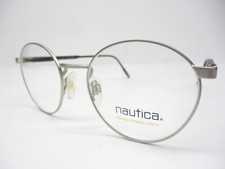 New Vintage Eyeglass Frames Nautica Italy Silver Black Unisex Retro Round NOS