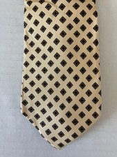 Don Loper Men's Necktie Tie Silk Yellow Maroon Diamonds Geometric Made in USA