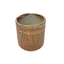 Handmade Free Form Earthenware Rustic Art Pottery Cup Red and Brown Speckled