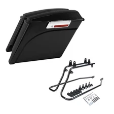 Black Saddlebags Saddle Bag+Conversion Brackets Fit For Harley Softail 84-17 12
