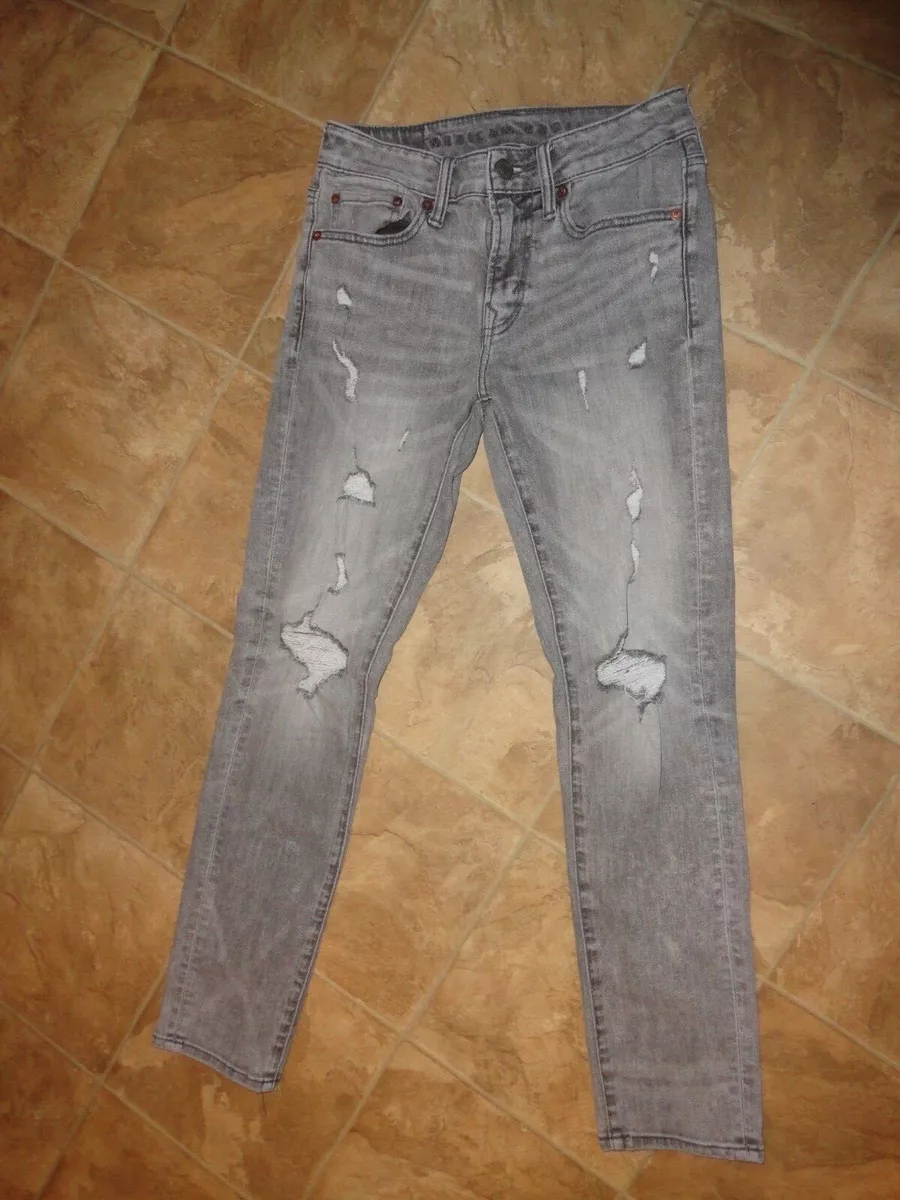 Men's American Eagle Airflex + Skinny Gray Distressed Jeans Size