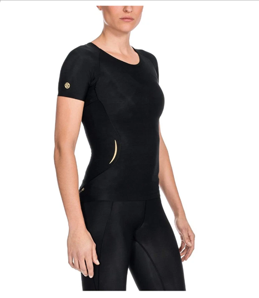SUPER SALE | Skins A400 Womens Compression Short Sleeve Top (Black) - Image 4 of 4