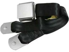 BLACK SEAT BELT-AVIATION STYLE BUCKLE W/HARDWARE