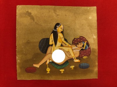Exquisite Hand Painted Queen and King Erotic Indian Kamasutra Bedroom Painting