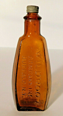 Vtg. Original Wildroot Company Inc. Amber Glass Hair Tonic Bottle