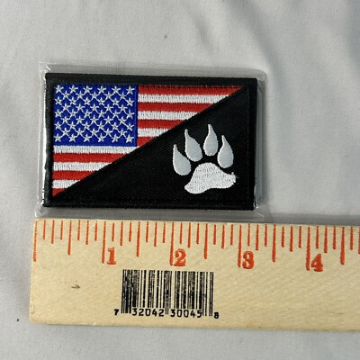 Service Dog Patch Flag With Paw print Embroidered Hook & Loop Patch