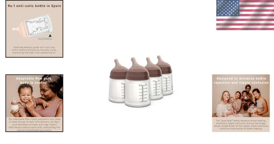 Conjunto de mamadeira anticólica cor profunda - Design espanhol, perfeito para bebês - Imagem 2 de 4