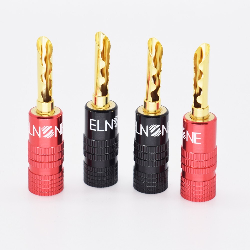 2pcs ELNONE Gold Plated Audio BFA Banana Plug Speaker Cable Connectors Screws