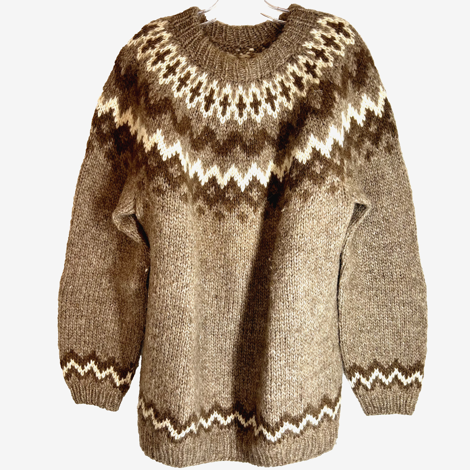 David Grains Iceland Sweater lopi Large 100%pure virgin wool fair isle MEN WOMAN