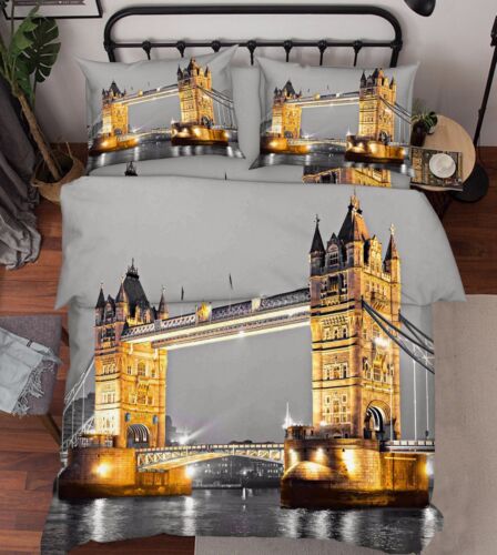 3D London Bridge 633 Bed Pillowcases Quilt Duvet Cover Set Single Queen AU Lemon