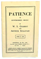Vintage W.S Gilbert / Arthur Sullivan Opera Book Patience Or Bunthorne's Bride