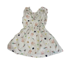 Tucker + Tate Girls Size 6 Springtime Dress Ivory Easter Egret Bunny Egg Carrot 