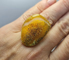 925 Sterling Silver adjustable Ring with Greenish Genuine BALTIC AMBER stone
